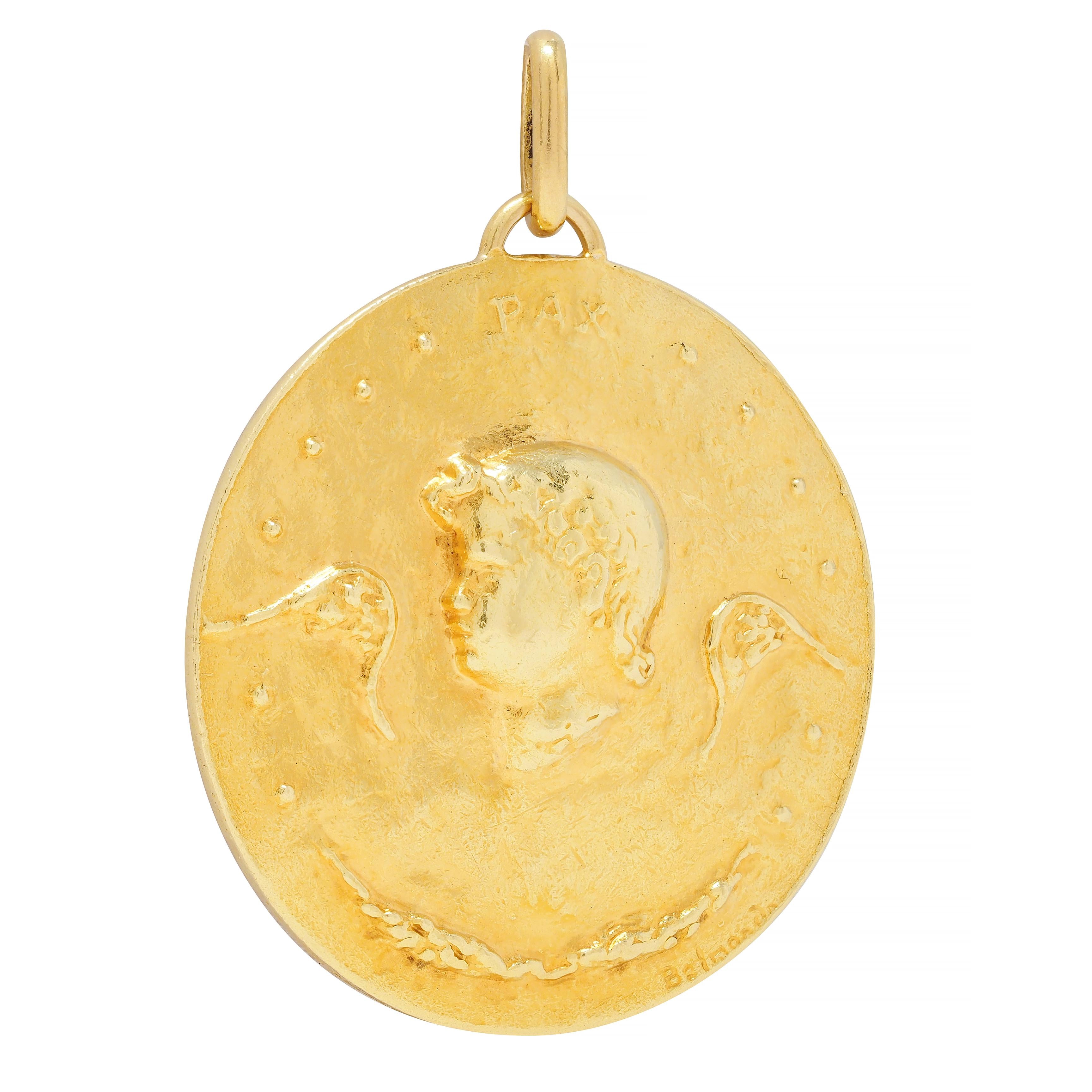 Paul Belmondo 1947 French 18 Karat Yellow Gold Pastoral Pax Pendant Necklace