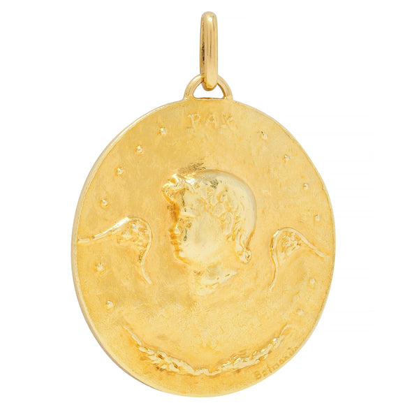 Paul Belmondo 1947 French 18 Karat Yellow Gold Pastoral Pax Pendant Necklace