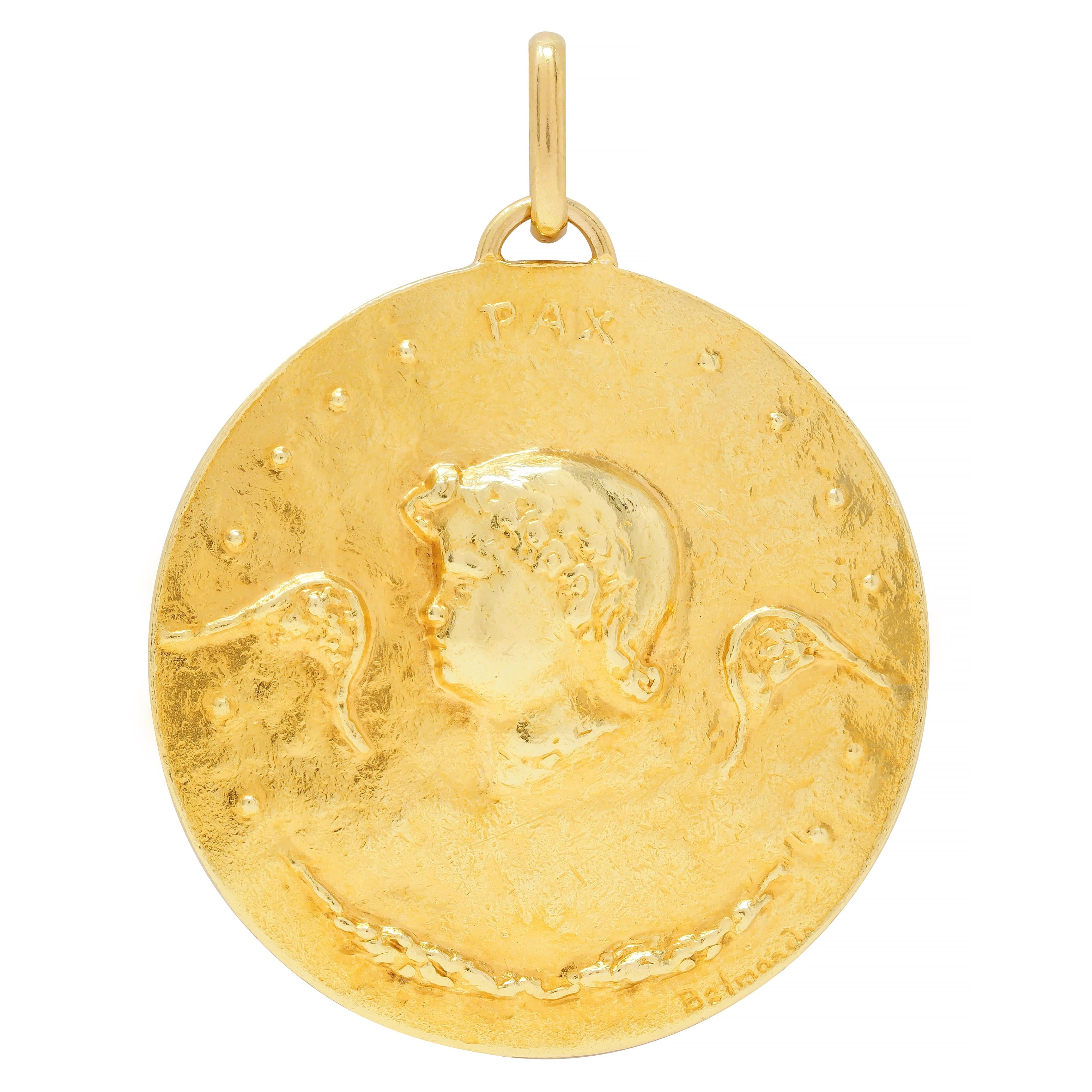 Paul Belmondo 1947 French 18 Karat Yellow Gold Pastoral Pax Pendant Necklace