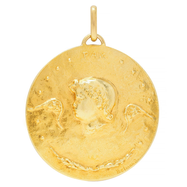 Paul Belmondo 1947 French 18 Karat Yellow Gold Pastoral Pax Pendant Necklace