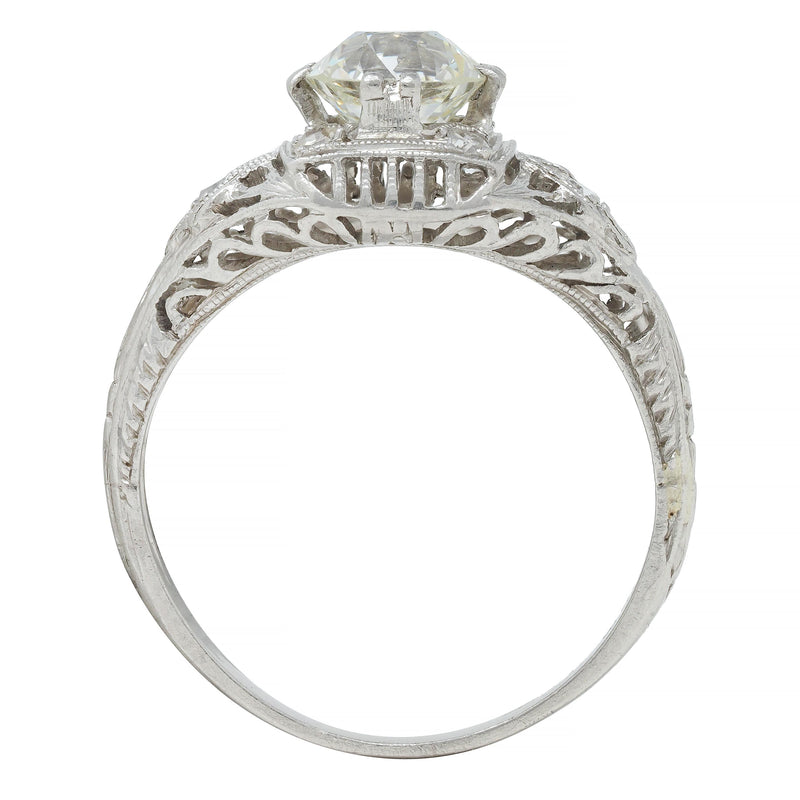 Art Deco 1.00 CTW Old European Diamond Platinum Vintage Engagement Ring