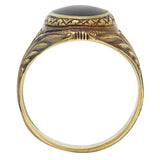 Victorian Egyptian Revival Garnet 14 Karat Yellow Gold Antique Unisex Lotus Ring