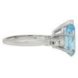 Contemporary 2.24 CTW Pear Cut Aquamarine Diamond 14 Karat White Gold Ring