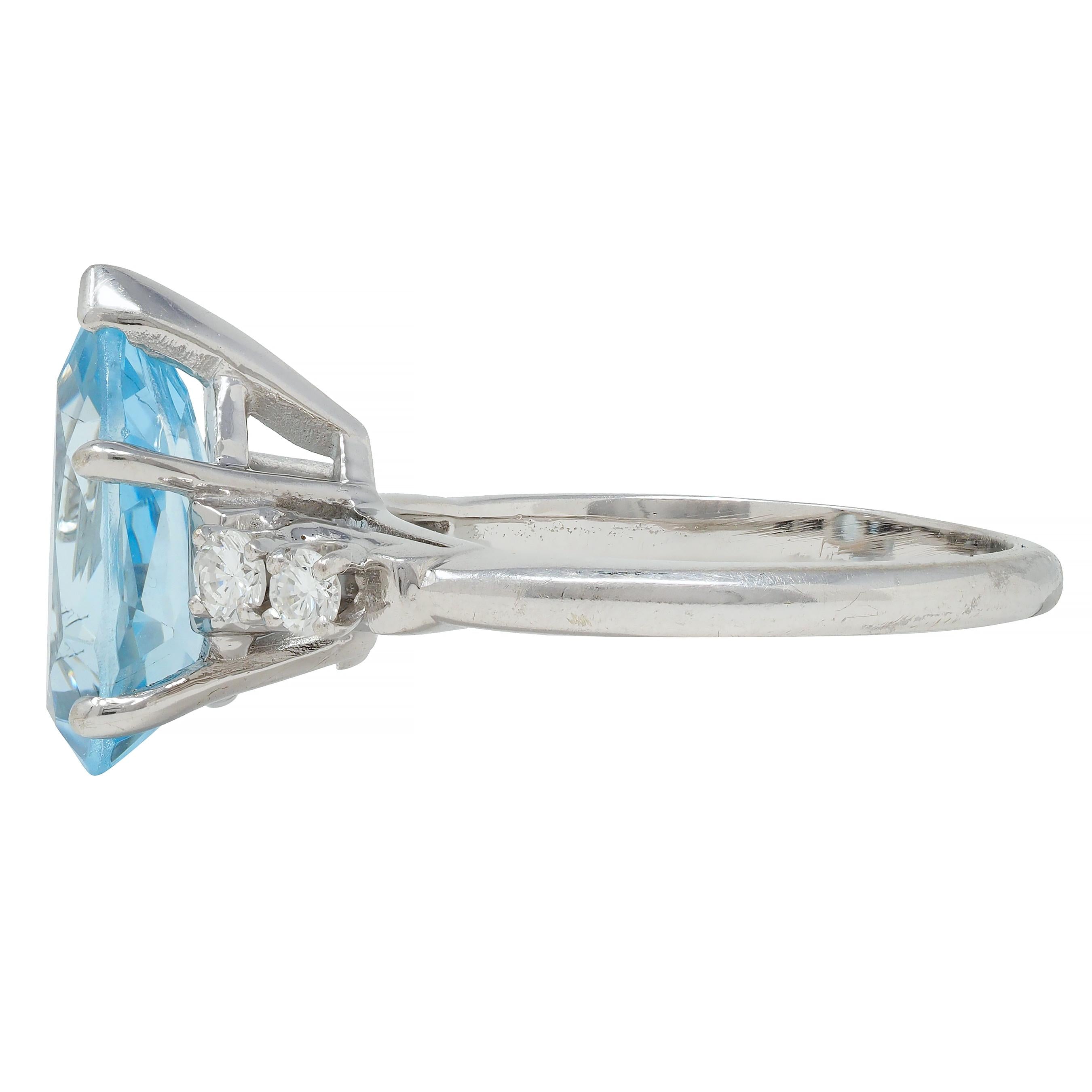 Contemporary 2.24 CTW Pear Cut Aquamarine Diamond 14 Karat White Gold Ring