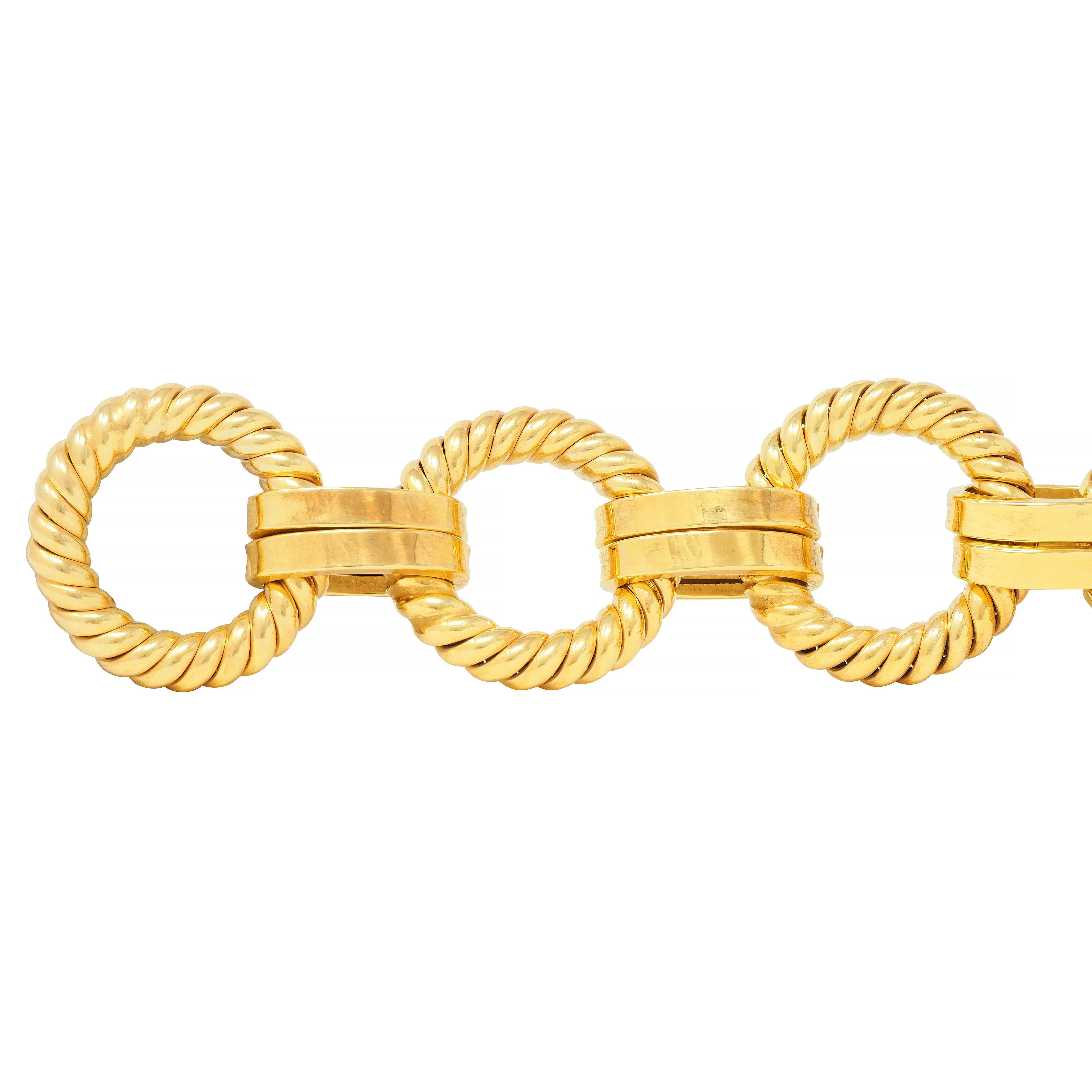 1970's 14 Karat Yellow Gold Vintage Twisted Rope Link Bracelet