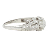 Edwardian 1.16 CTW Old Mine Cut Diamond Platinum Buttercup Engagement Ring