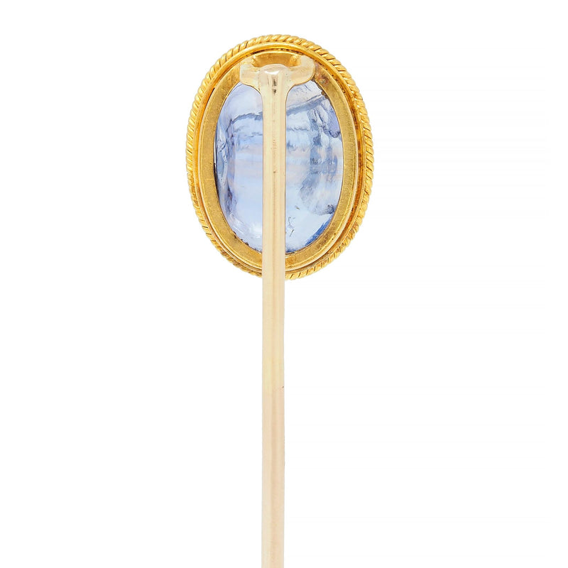 Victorian 5.18 CTW Sapphire 18 Karat Yellow Gold Herme Intaglio Antique Stickpin