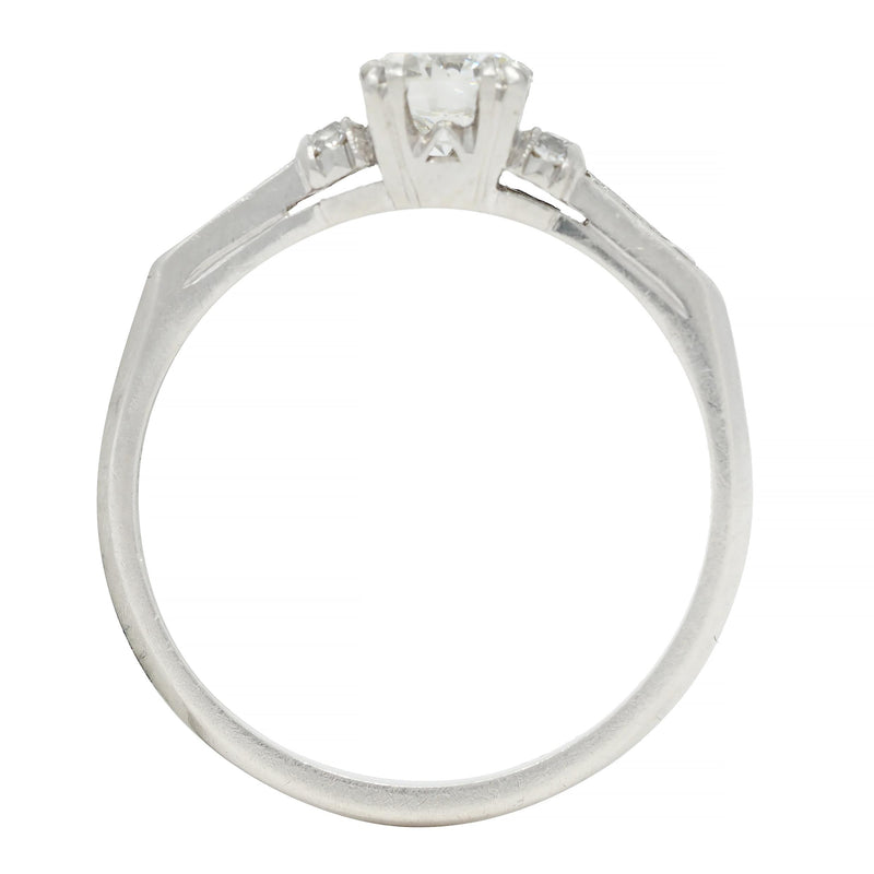 Art Deco 0.74 CTW Transitional Cut Diamond Platinum Arch Engagement Ring