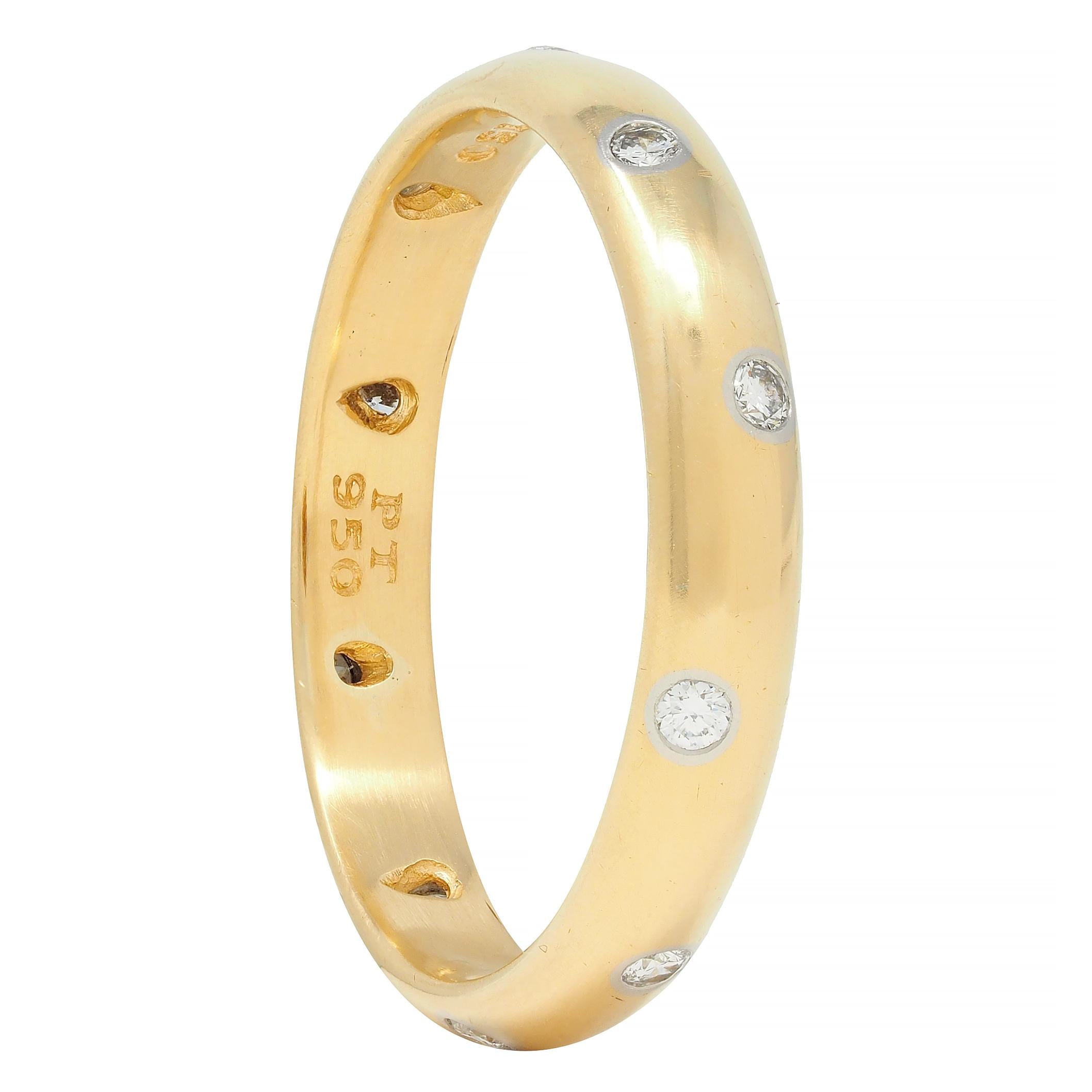 Tiffany & Co. 1990's Diamond Platinum 18 Karat Yellow Gold Etoile Band Ring