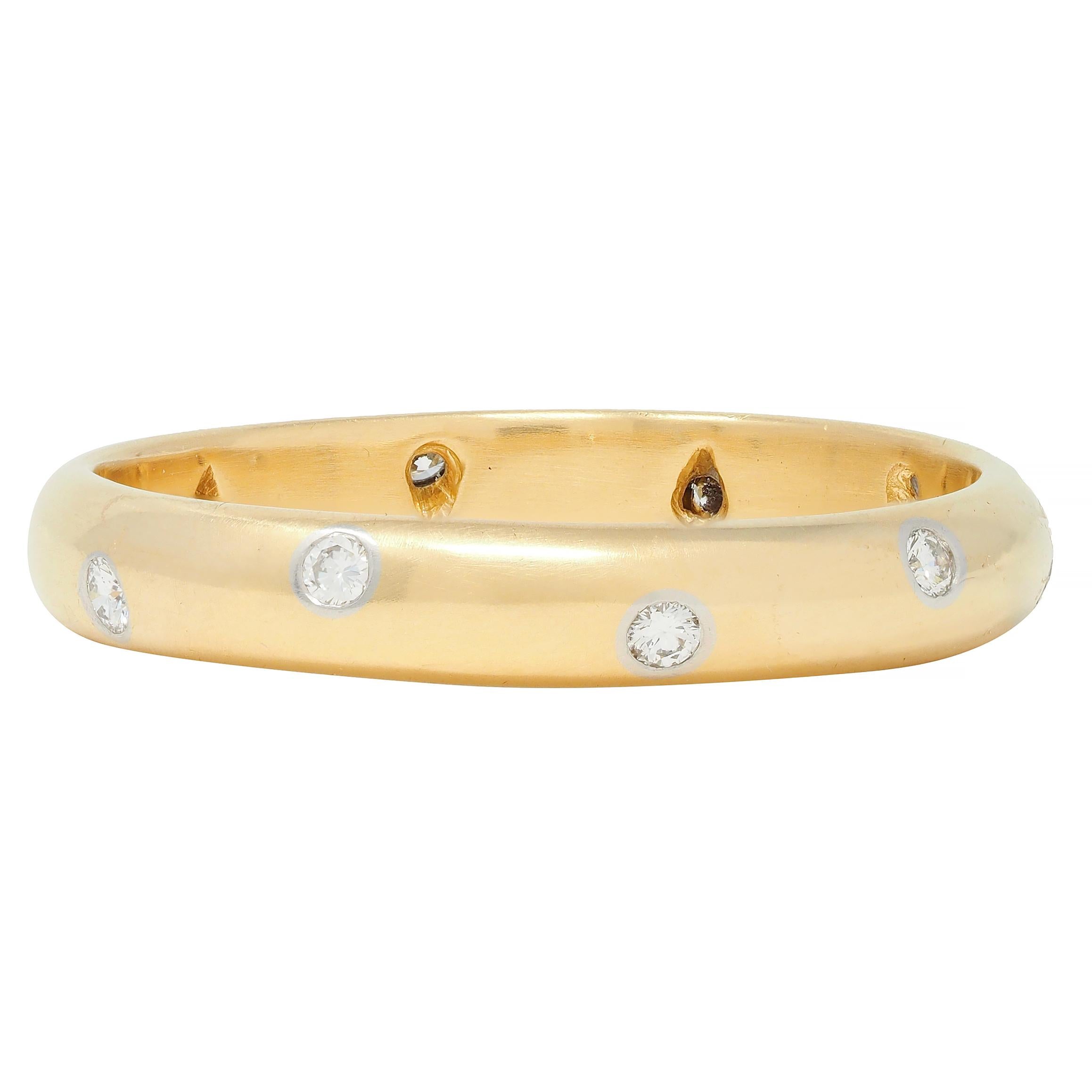 Tiffany & Co. 1990's Diamond Platinum 18 Karat Yellow Gold Etoile Band Ring