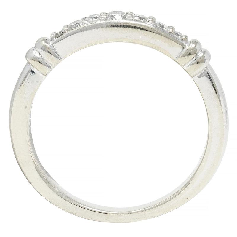 1990's Diamond 14 Karat White Gold Fluted Vintage Band Ring