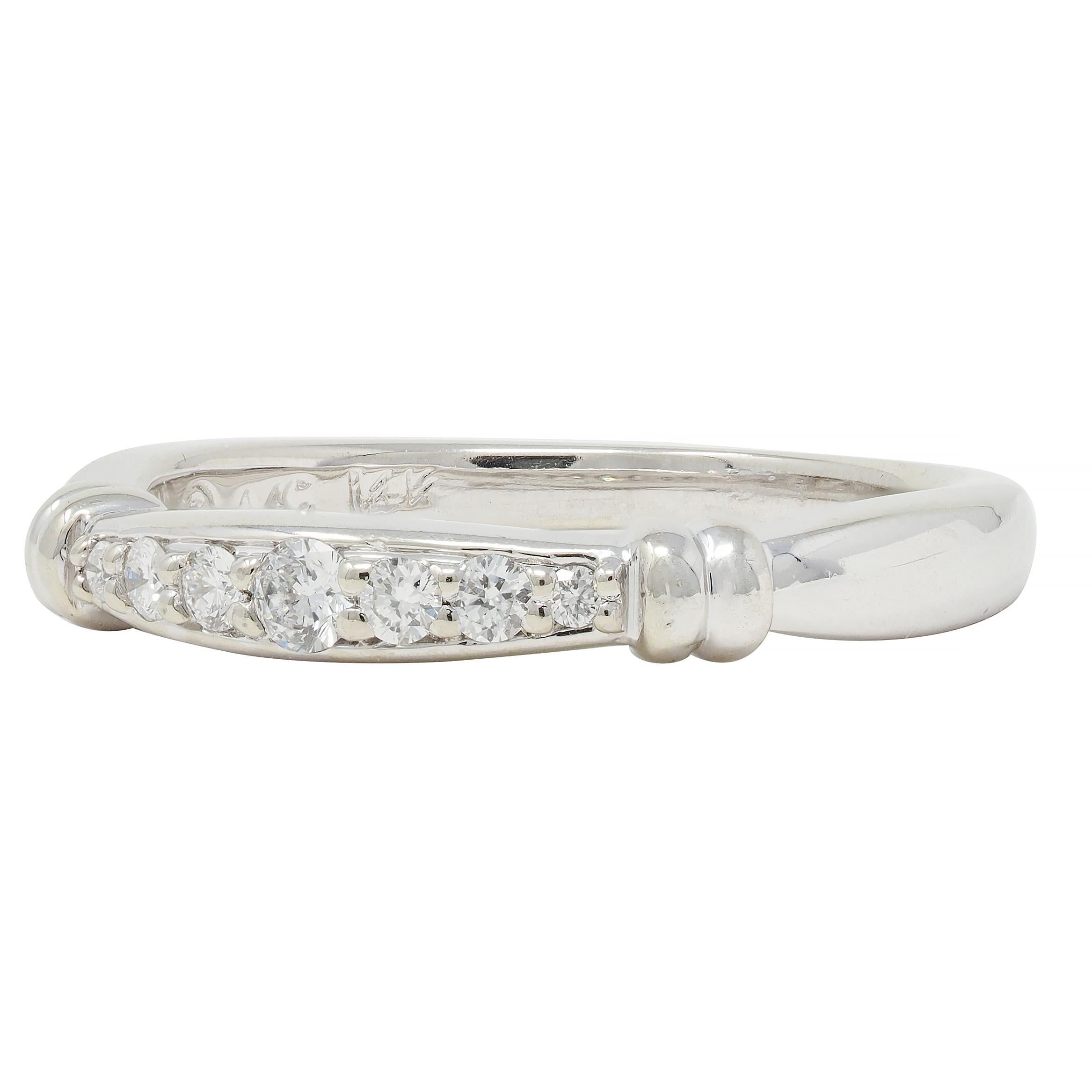 1990's Diamond 14 Karat White Gold Fluted Vintage Band Ring