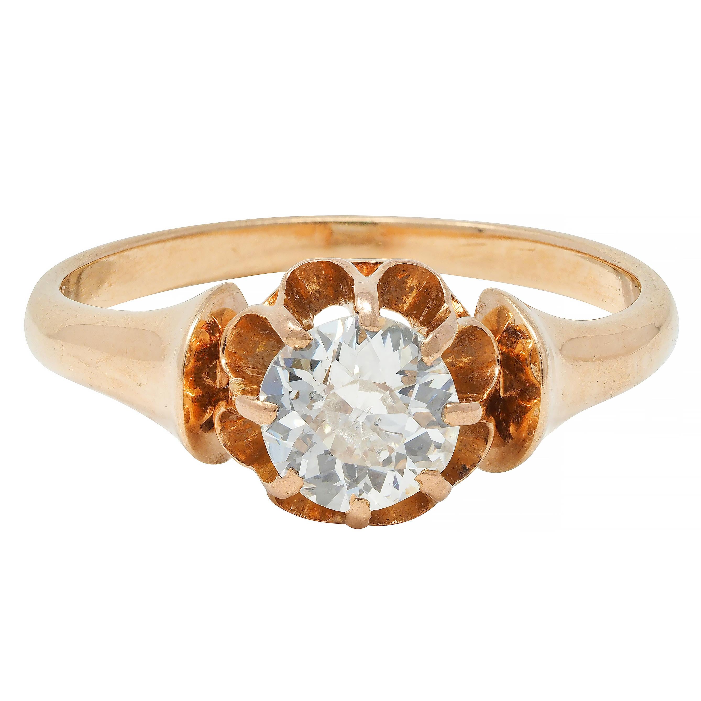 Victorian 0.55 CTW Old European Diamond 14 Karat Gold Belcher Engagement Ring