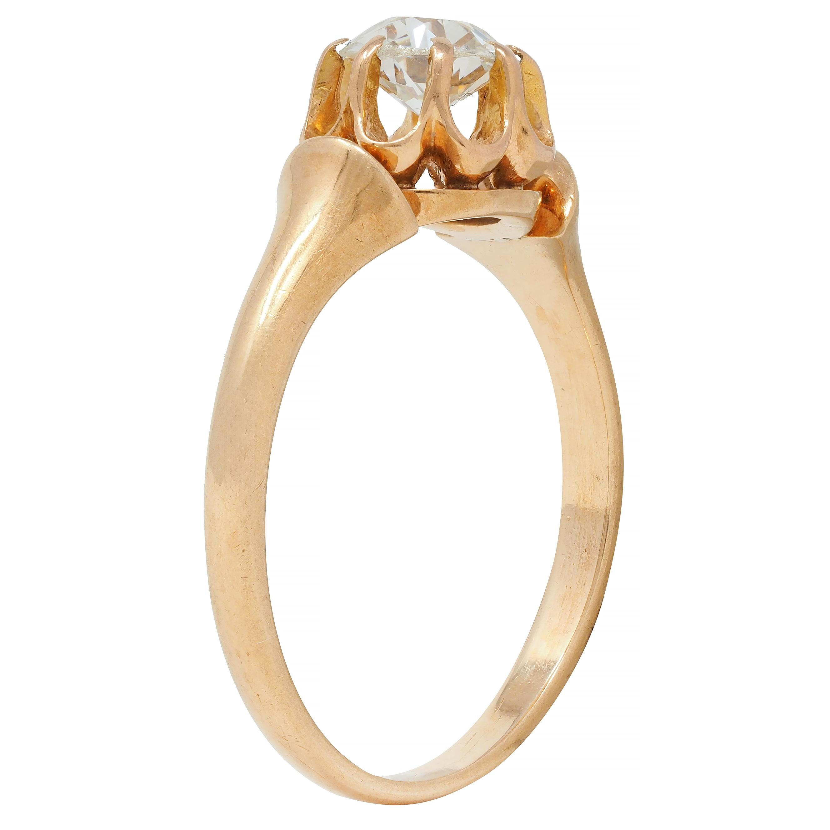 Victorian 0.55 CTW Old European Diamond 14 Karat Gold Belcher Engagement Ring