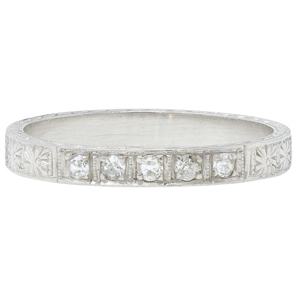 Art Deco Diamond Platinum Orange Blossom Vintage Wedding Band Ring
