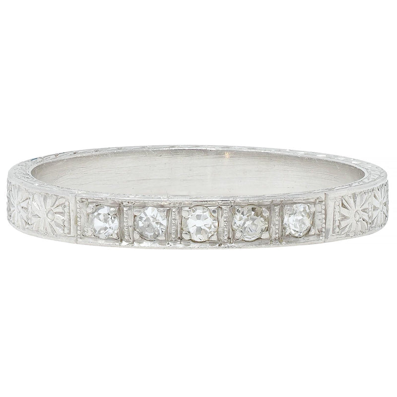 Art Deco Diamond Platinum Orange Blossom Vintage Wedding Band Ring