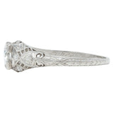 Art Deco 0.75 CTW Old European Diamond Platinum Swirl Engagement Ring