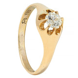 Victorian 0.35 CTW Old European Cut Diamond 14K Gold Belcher Set Engagement Ring