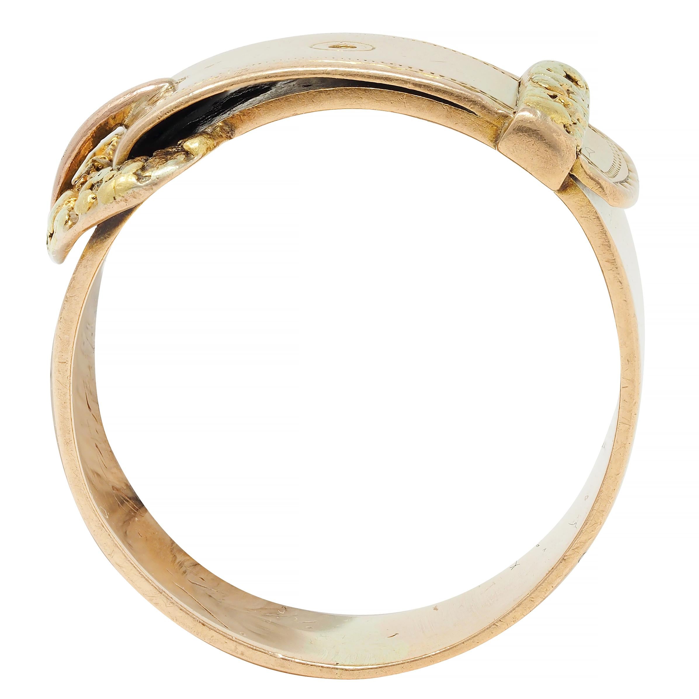 Antique 14 Karat Two-Tone Gold Nugget Buckle Belt Band Ring