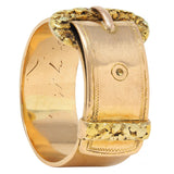 Antique 14 Karat Two-Tone Gold Nugget Buckle Belt Band Ring