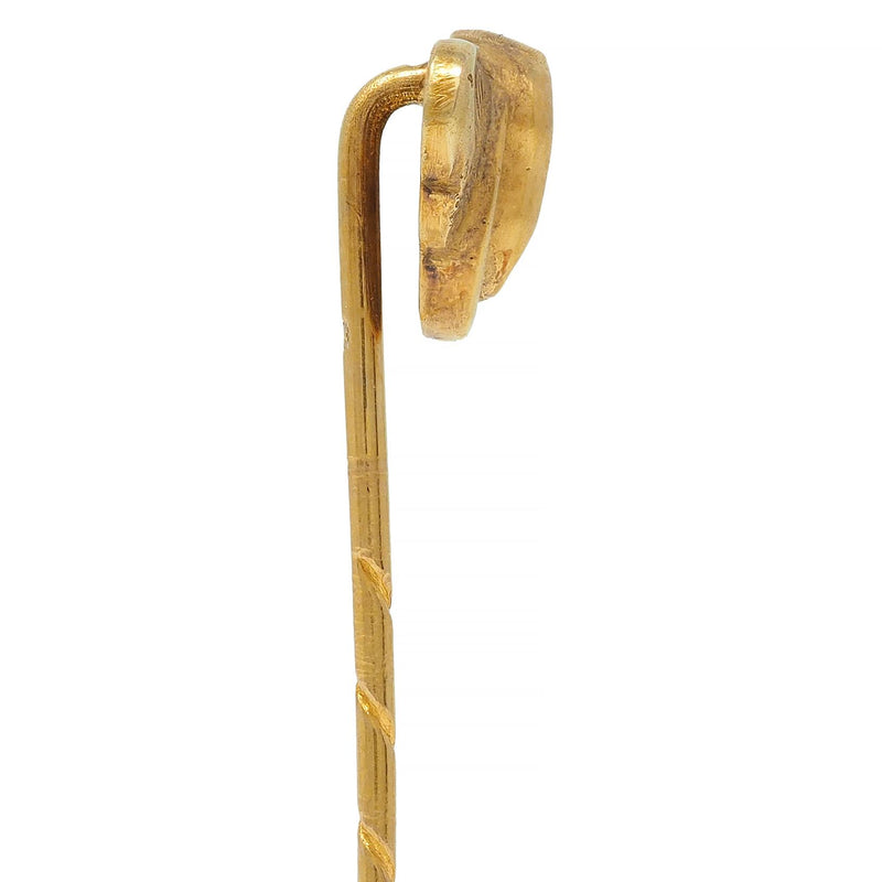 Victorian 14 Karat Yellow Gold Greek Winged Wheel Of Hermes Antique Stickpin