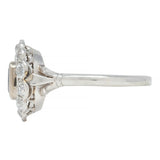 Art Deco 1.62 CTW Sapphire Diamond Platinum Floating Halo Ring