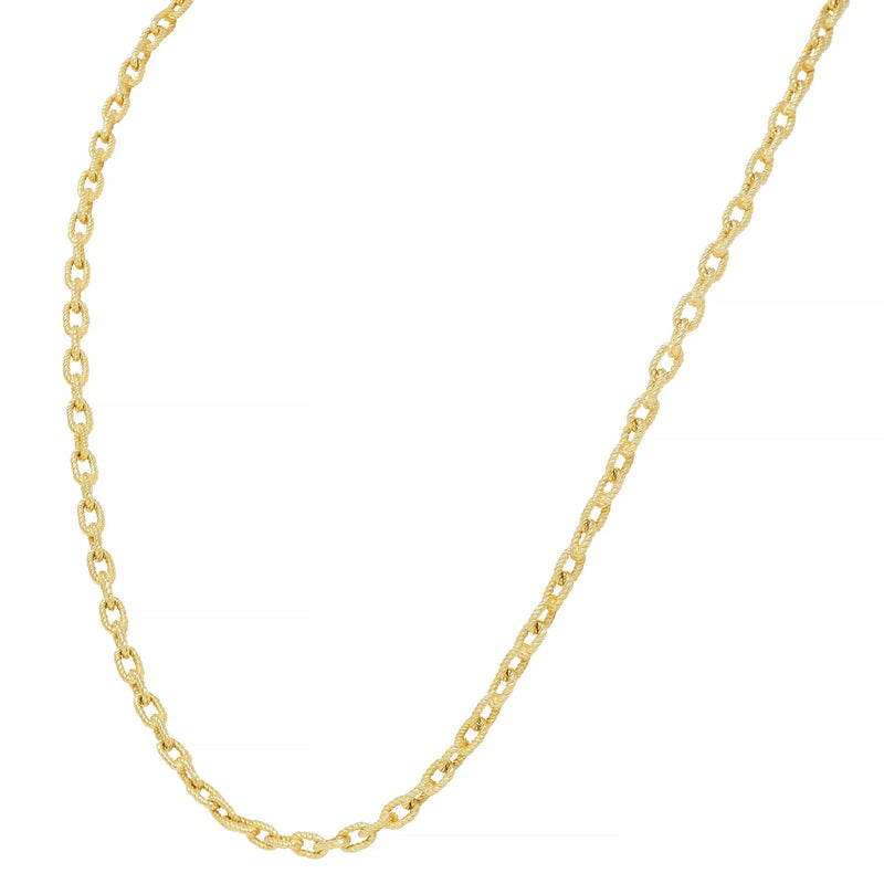 1960's 18 Karat Yellow Gold Twisted Rope Cable Link Chain Necklace