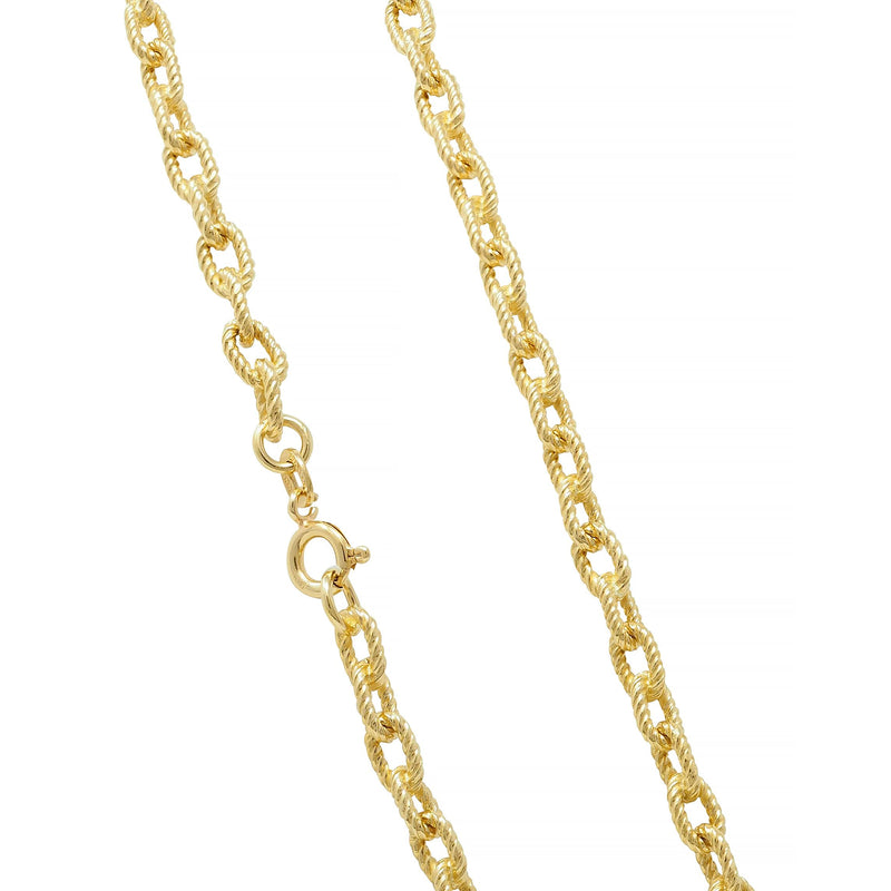 1960's 18 Karat Yellow Gold Twisted Rope Cable Link Chain Necklace