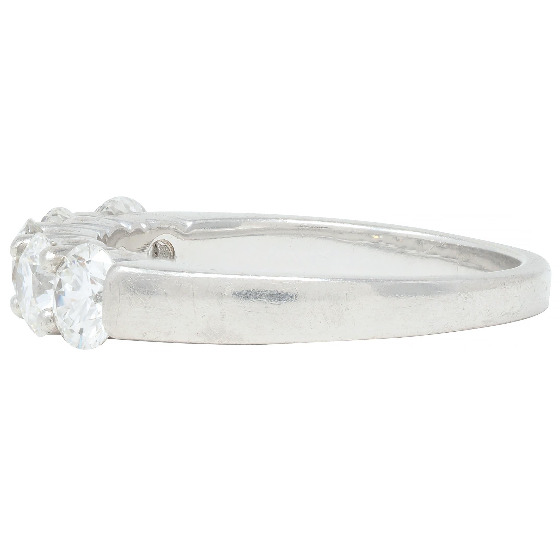 Contemporary 1.25 CTW Diamond Platinum Five Stone Wedding Band Ring