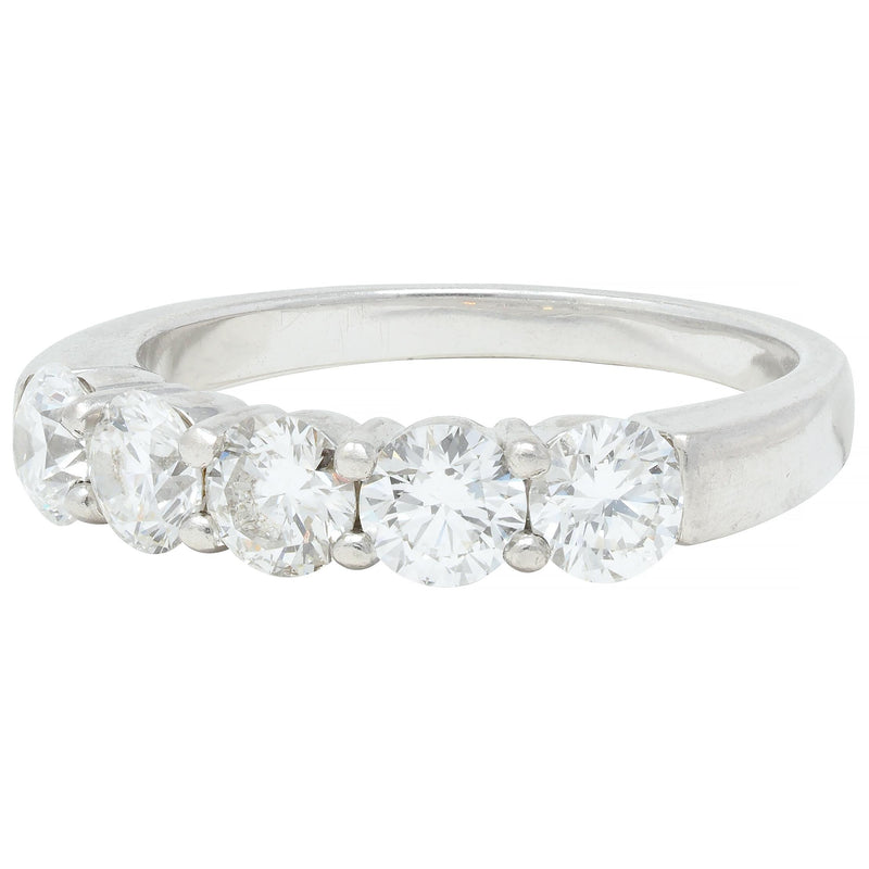 Contemporary 1.25 CTW Diamond Platinum Five Stone Wedding Band Ring