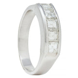 Contemporary 1.03 CTW Square Step Cut Diamond Platinum Channel Band Ring