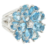 Tiffany & Co. 1960s 5.71 CTW Aquamarine Diamond Platinum Flower Vintage Ring