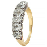 Victorian 1.45 CTW Old Mine Diamond Silver 14 Karat Gold Antique Band Ring