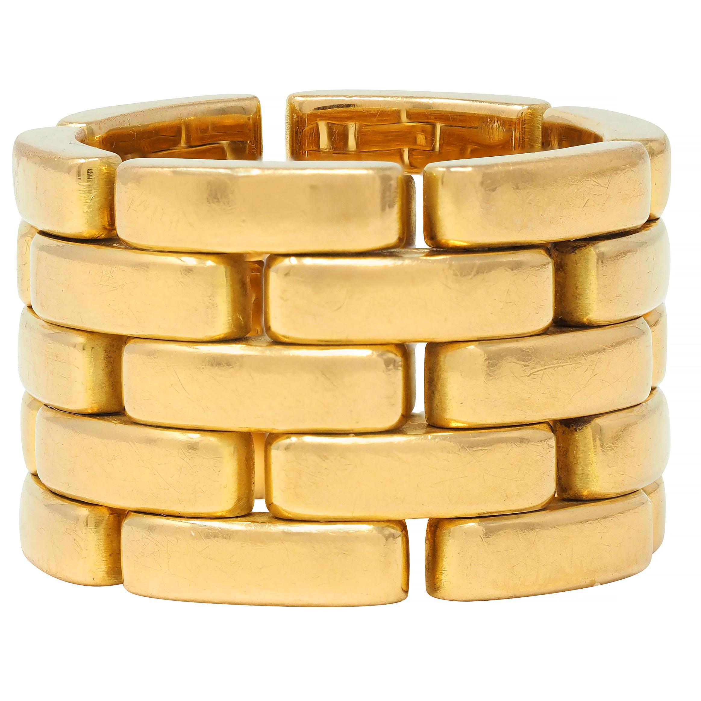 Cartier France 18 Karat Yellow Gold Wide Maillon Panthére Unisex 54 Band Ring