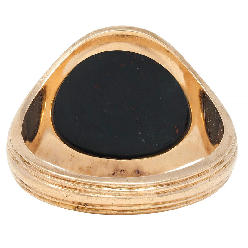 Allsop Bros. Early Art Deco Bloodstone 14 Karat Yellow Gold Antique Signet Ring