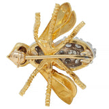 Rosenthal 1960's 1.28 CTW Diamond Ruby 18 Karat Two-Tone Gold Vintage Bee Brooch