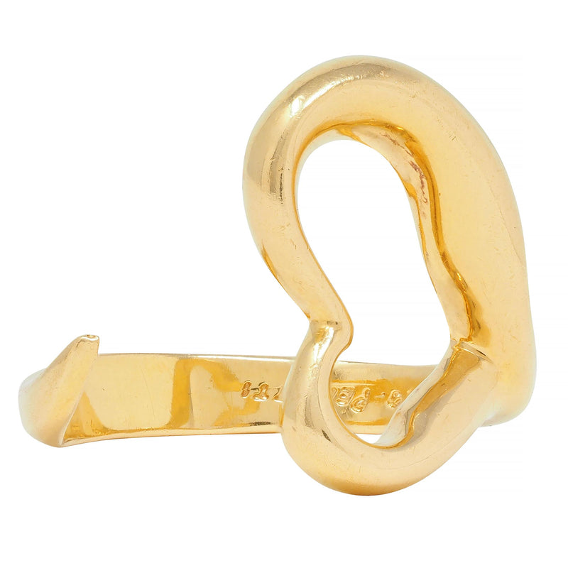 Elsa Peretti Tiffany & Co. 18 Karat Yellow Gold Open Heart Vintage Ring