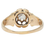 Victorian Old Mine Cut Diamond 14 Karat Gold Belcher Set Antique Engagement Ring