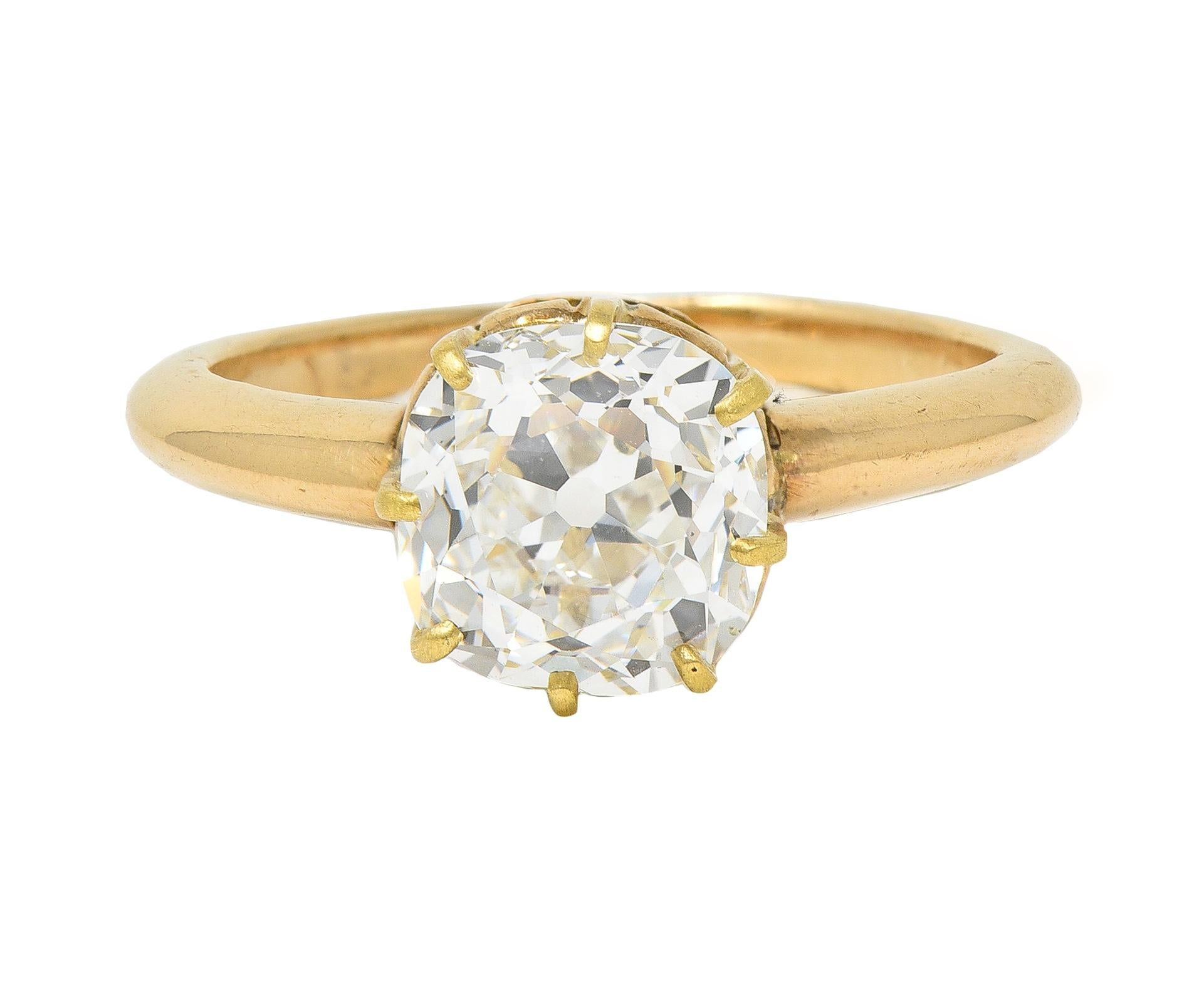Victorian 2.11 CT Old Mine Cut Diamond 14 Karat Gold Antique Engagement Ring GIA