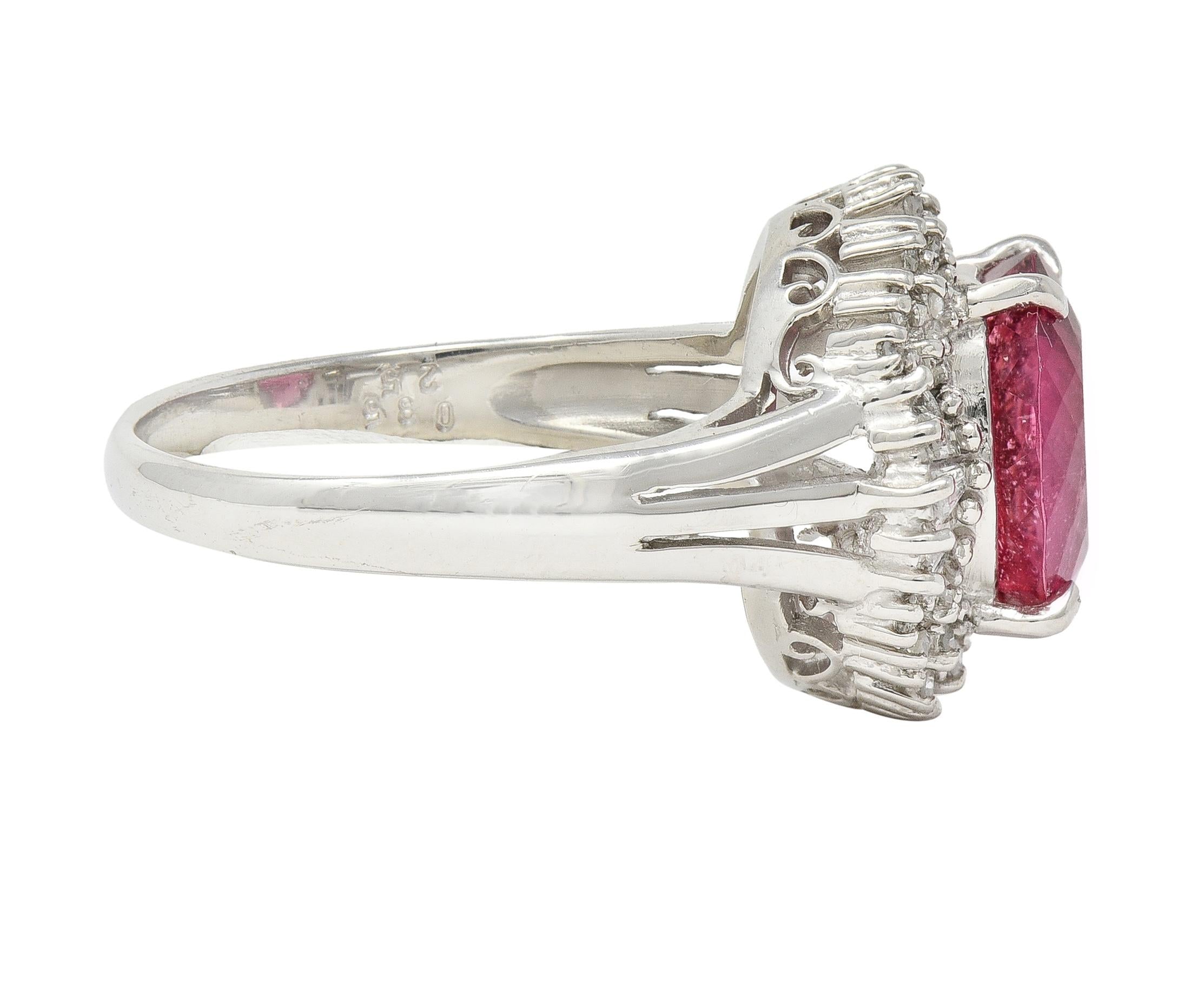 Contemporary 2.85 CTW Spinel Diamond Platinum Ballerina Halo Ring