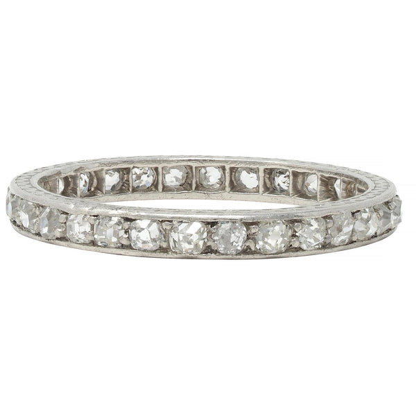 Art Deco 0.90 CTW Diamond Platinum Vintage Eternity Wedding Band Ring