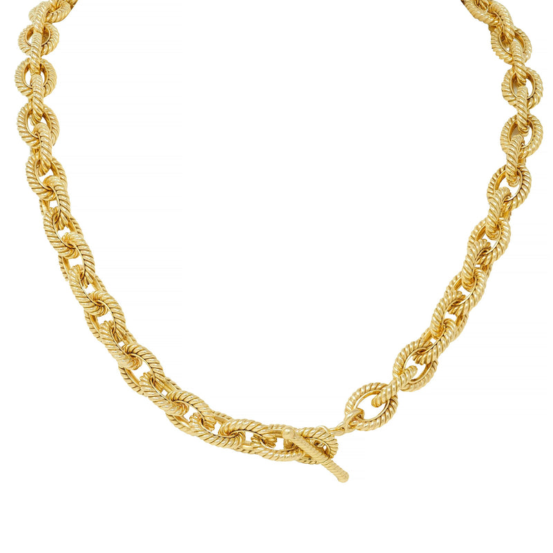 Tiffany & Co Vintage 18 Karat Yellow Gold Twisted Rope Cable Link Chain Necklace