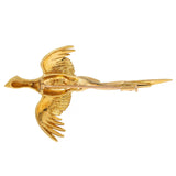 Hermés Paris 1970's Ruby 18 Karat Yellow Gold Vintage Pheasant Bird Brooch