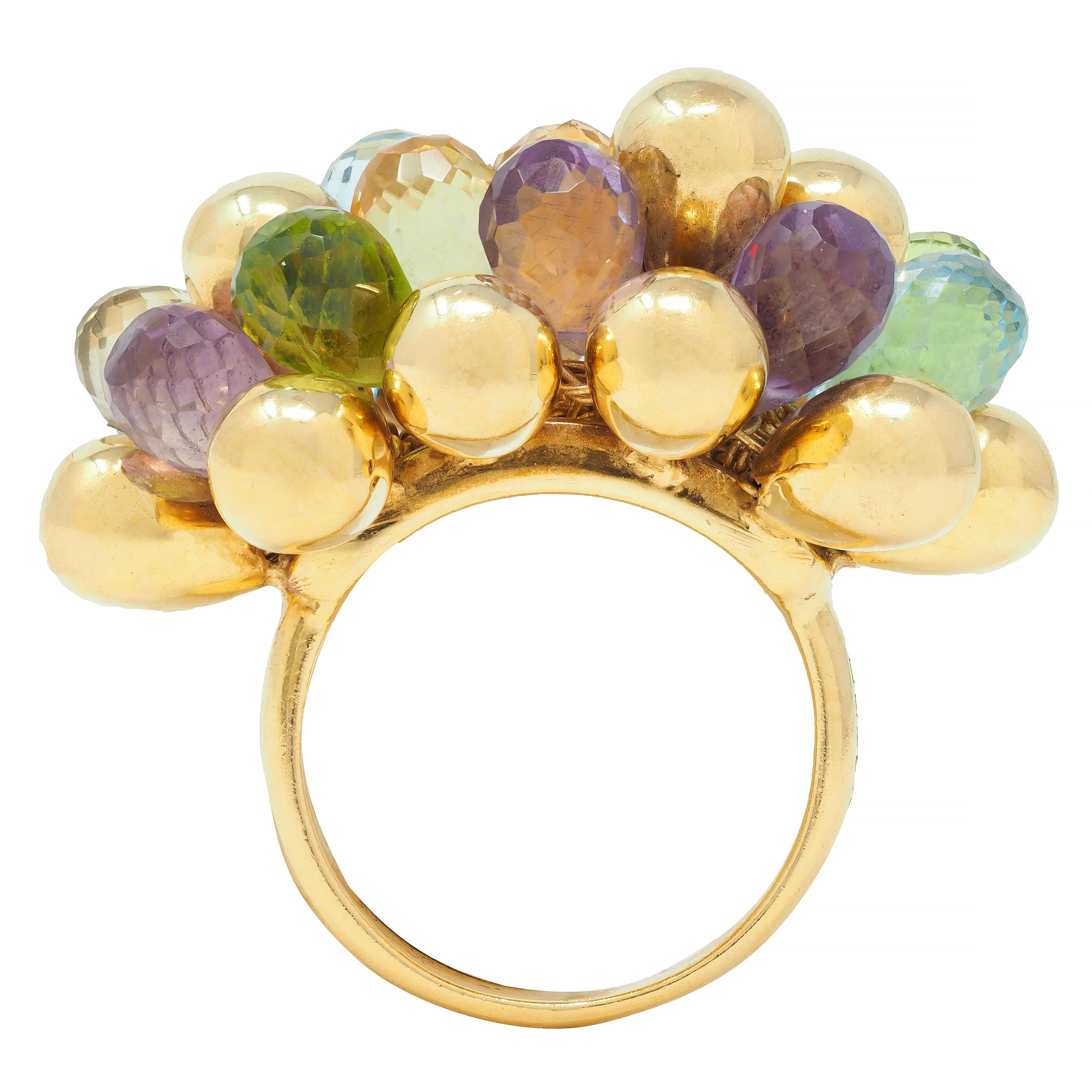 Marco Bicego Multi-Gem Topaz 18 Karat Yellow Gold Paradise Briolette Burst Ring