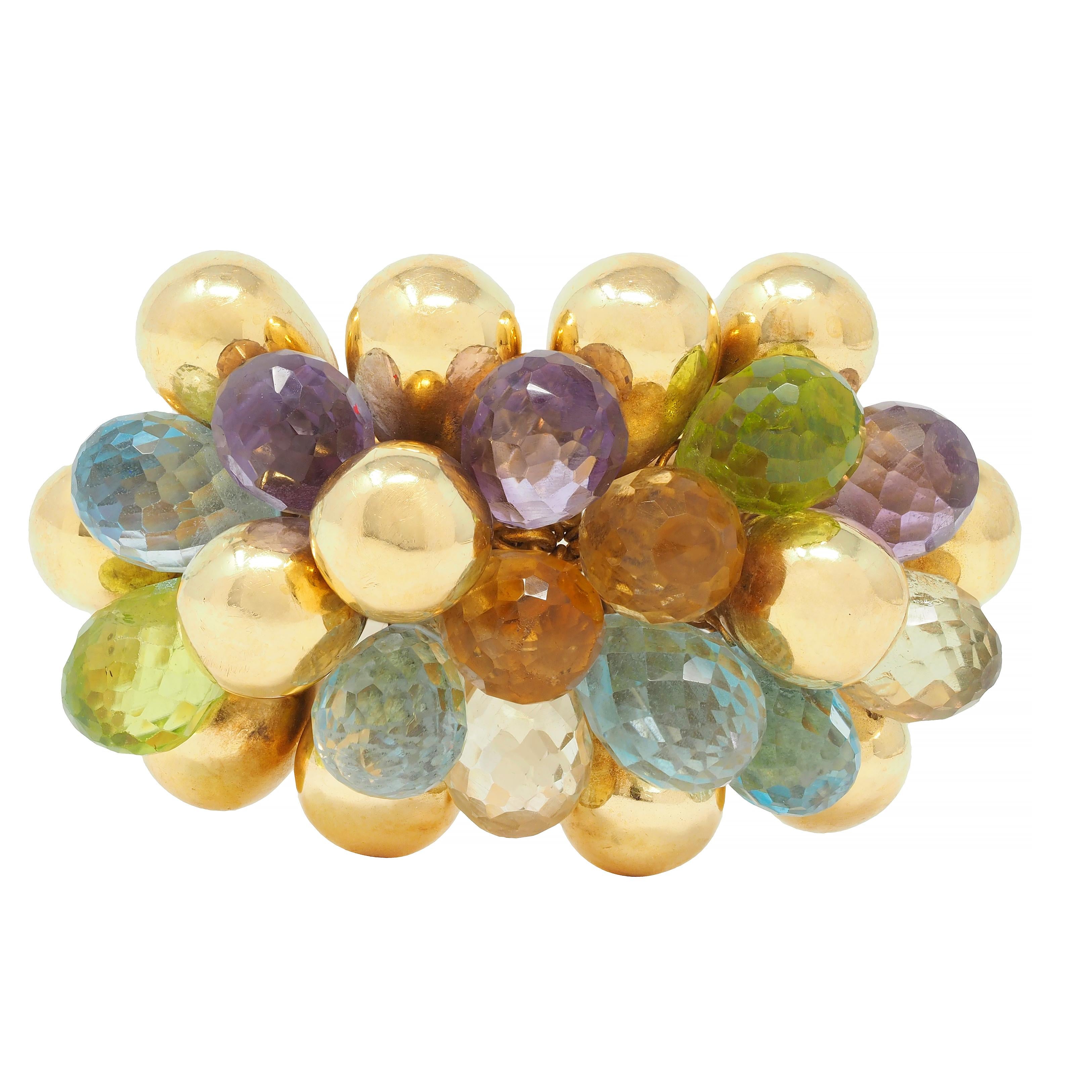 Marco Bicego Multi-Gem Topaz 18 Karat Yellow Gold Paradise Briolette Burst Ring
