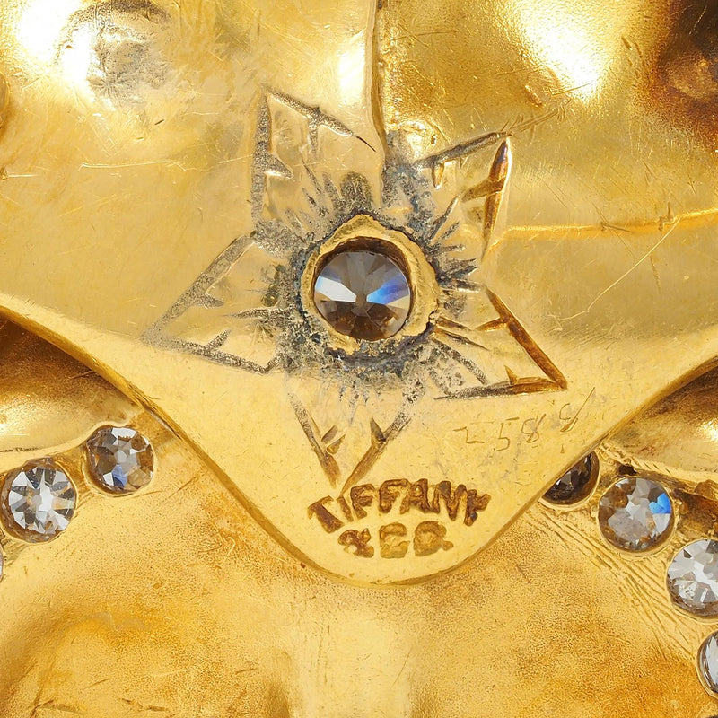 Tiffany & Co. Diamond Pearl Enamel 18 Karat Gold Pansy Flower Antique Brooch
