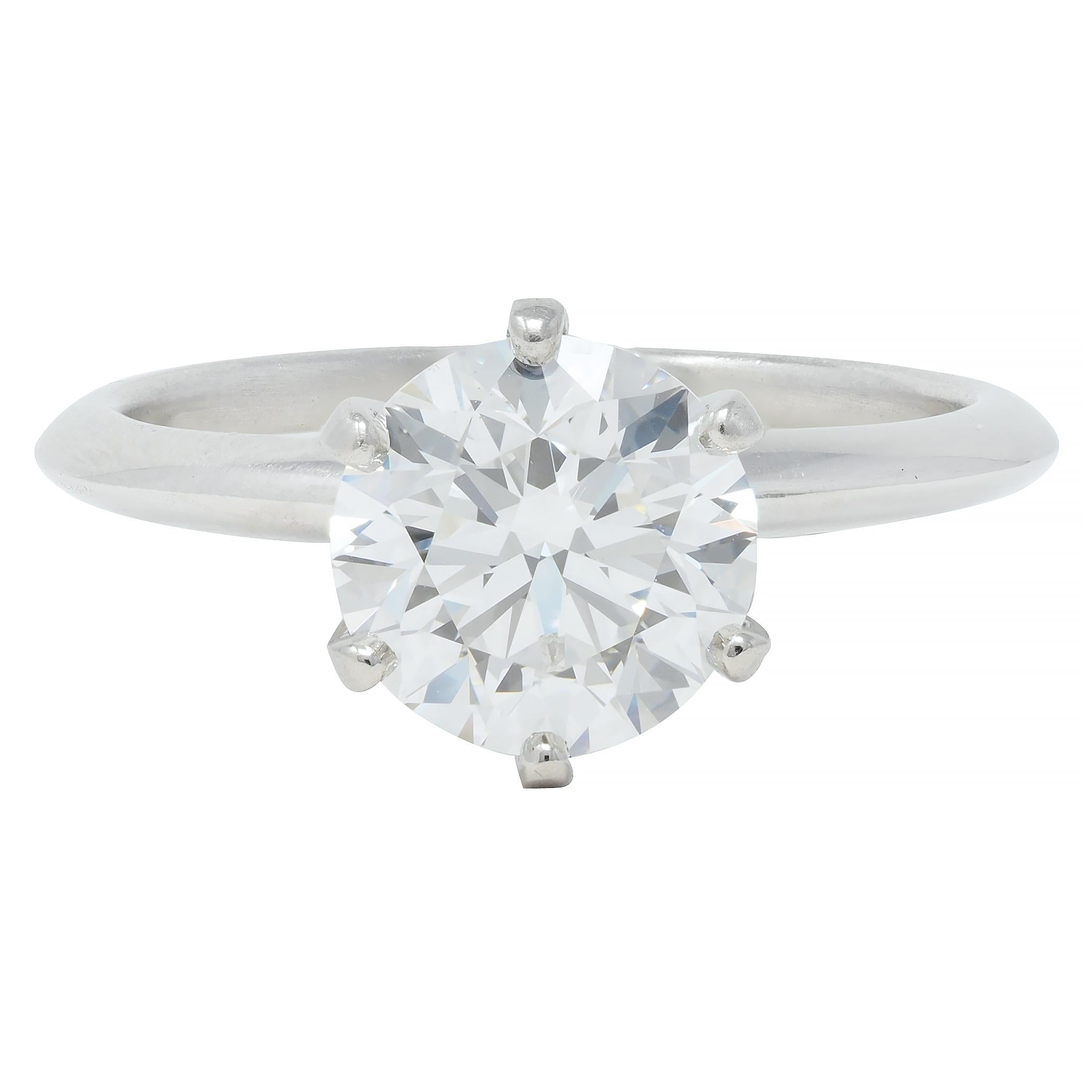 Tiffany & Co. Round Brilliant Diamond Platinum Solitaire Vintage Engagement Ring