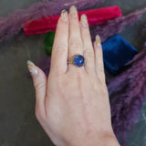 Victorian No Heat Ceylon 18.80 CTW Sapphire Diamond 14 Karat Rose Gold Ring GIA
