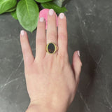 Jones & Woodland Retro Bloodstone 14 Karat Hammered Gold Unisex Signet Ring
