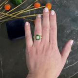Vintage Italian 2.70 CTW Diamond Emerald 18 Karat Yellow Gold Unisex Ring